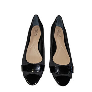 alfani open toe black wedges